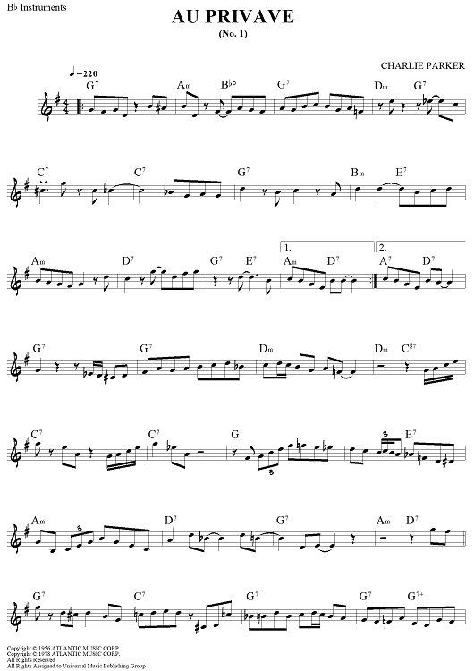 Au Privave (No. 1) - Bb Instruments