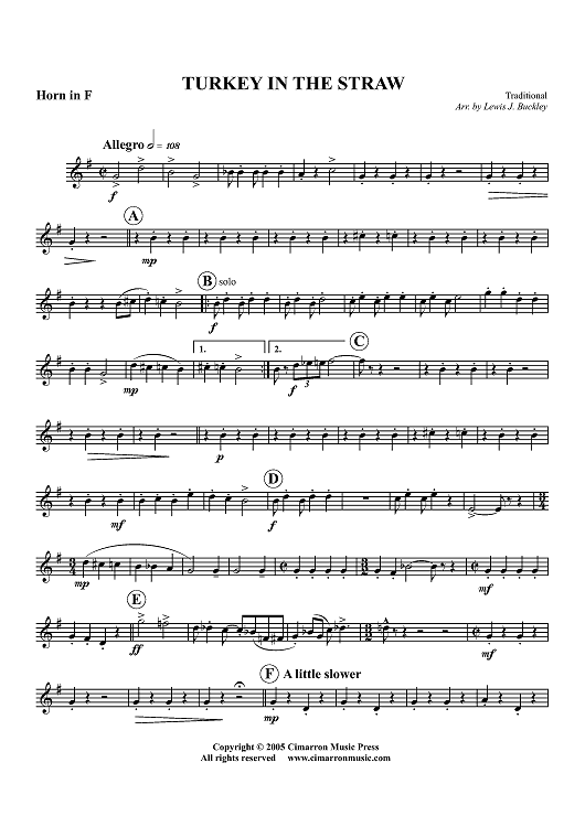 Turkey in the Straw - Horn in F