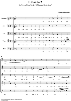 Missa Tertia:  O Magnum Mysterium, No. 7:  Hosanna 2