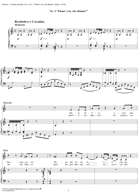 Elena! o tu, che chiamo!: No. 3 from "La donna del lago", Act 1 - Score