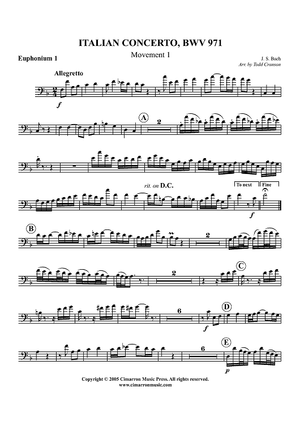Italian Concerto, BWV 971, Mvt. 1 - Euphonium 1 BC/TC
