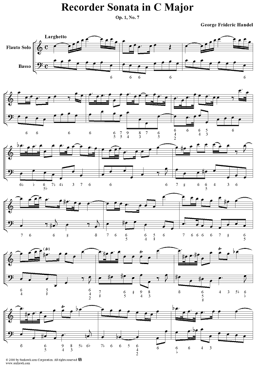Recorder Sonata in C major, Op. 1, No. 7