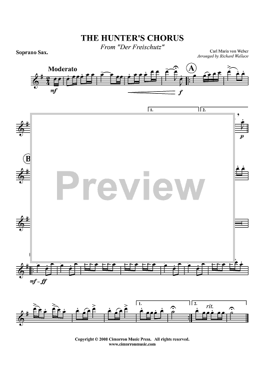 The Hunter's Chorus - from "Der Freischutz" - Soprano Sax