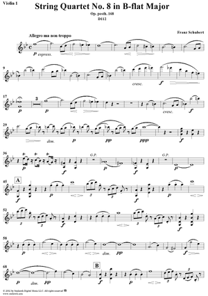 String Quartet No. 8 in B-flat Major, Op. posth. 168 - Violin 1
