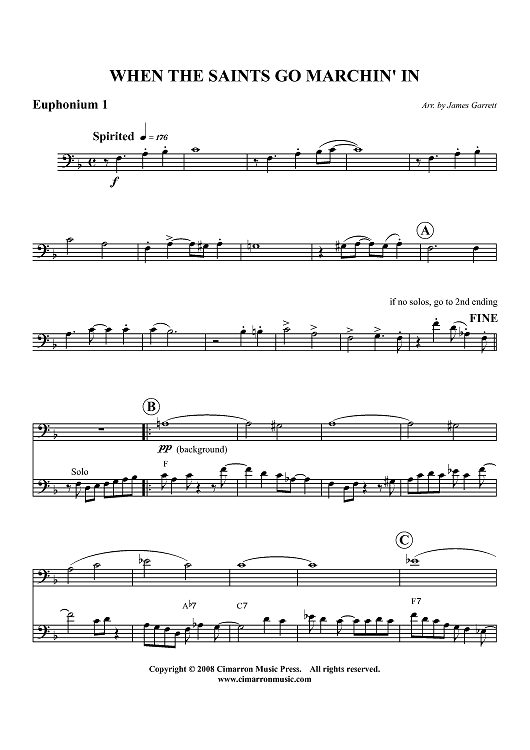 When the Saints Go Marchin' In - Euphonium 1 BC/TC
