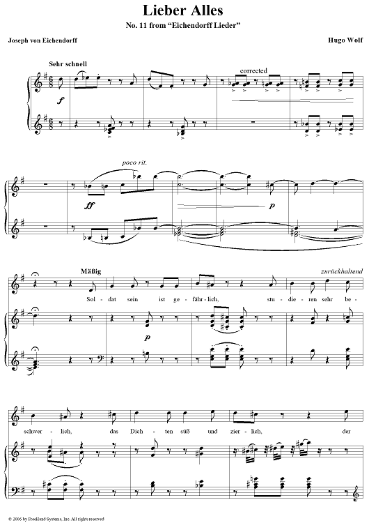 Lieber Alles, No. 11 from "Eichendorff Lieder"