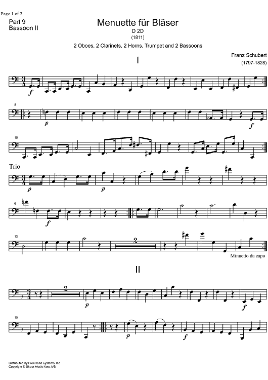 Minuet C Major D2d - Bassoon 2