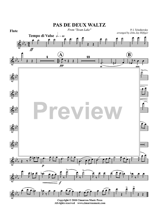 Pas de Deux Waltz - From "Swan Lake" - Flute