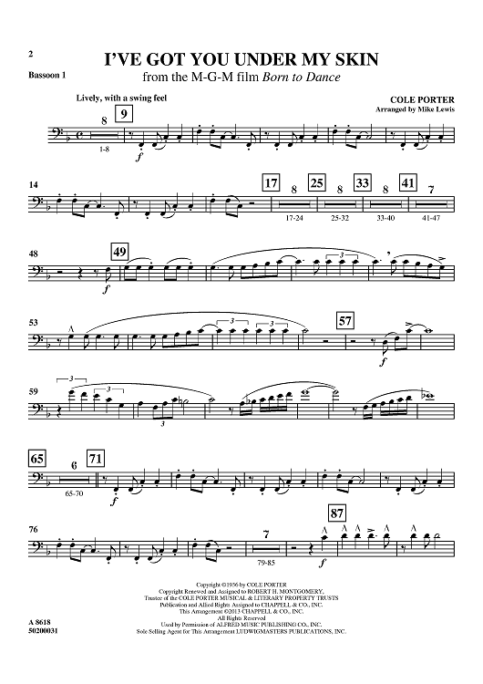 I've Got You Under My Skin - from the M-G-M film Born to Dance - Bassoon 1