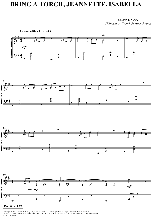 Bring a Torch, Jeannette, Isabella