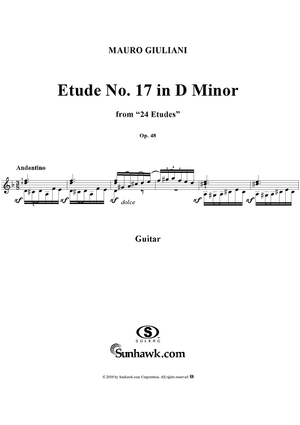 Etude No. 17 in D minor - From "24 Etudes"  Op. 48