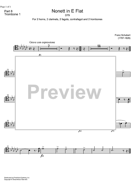Nonet Eb Major D79 - Trombone 1