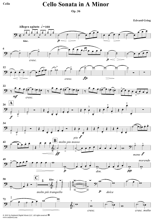 Cello Sonata in A Minor, Op.36 - Cello