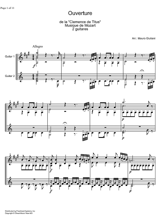 Overture from La Clemenza di Tito KV621 - Score
