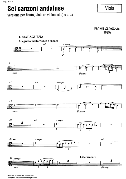 6 canzoni andaluse (6 andalusian songs) - Viola