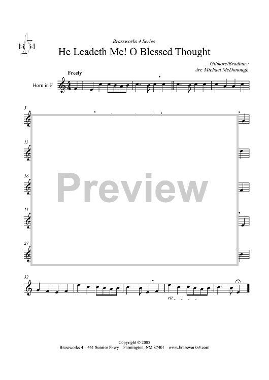 He Leadeth Me!  O Blessed Thought - Horn in F