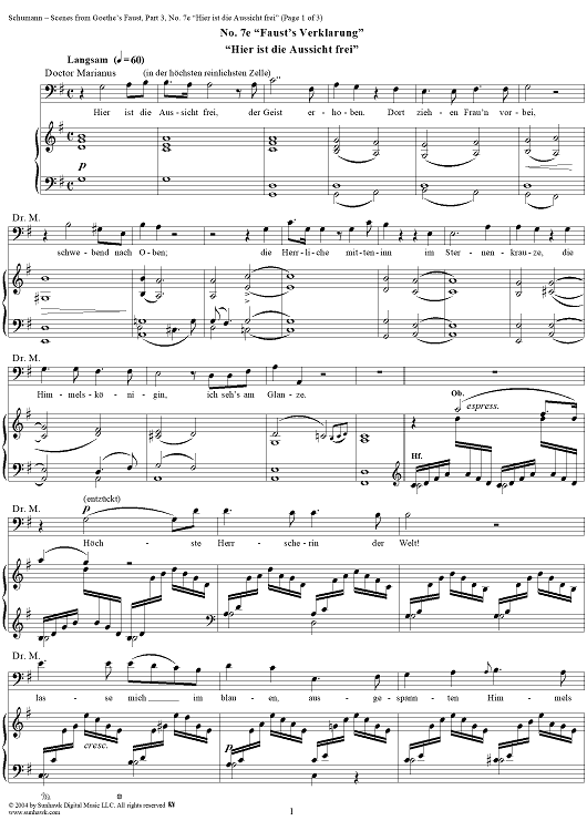 Scenes from Goethe's Faust, Part 3, No. 7e: "Faust's Verklärung": "Hier ist die Aussicht frei" - Score