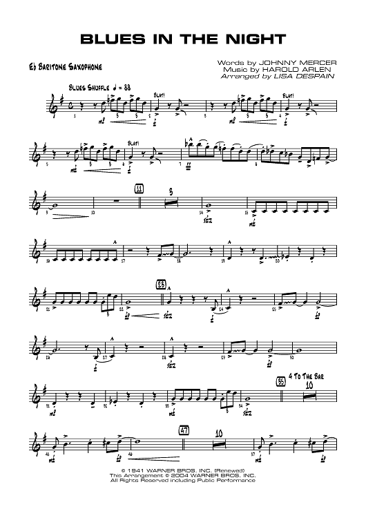Blues in the Night - E-flat Baritone Saxophone