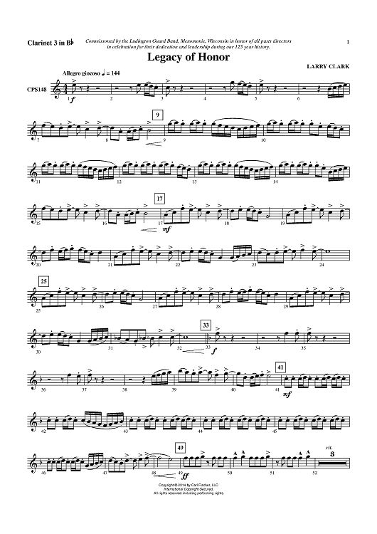 Legacy of Honor - Clarinet 3 in Bb