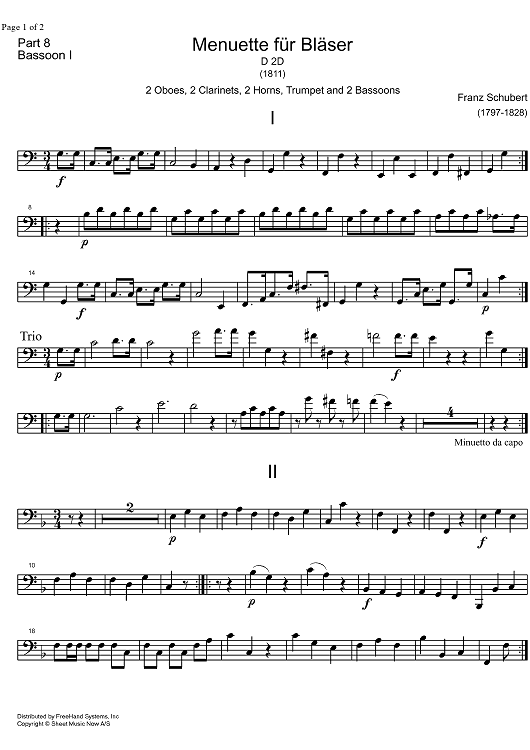 Minuet C Major D2d - Bassoon 1