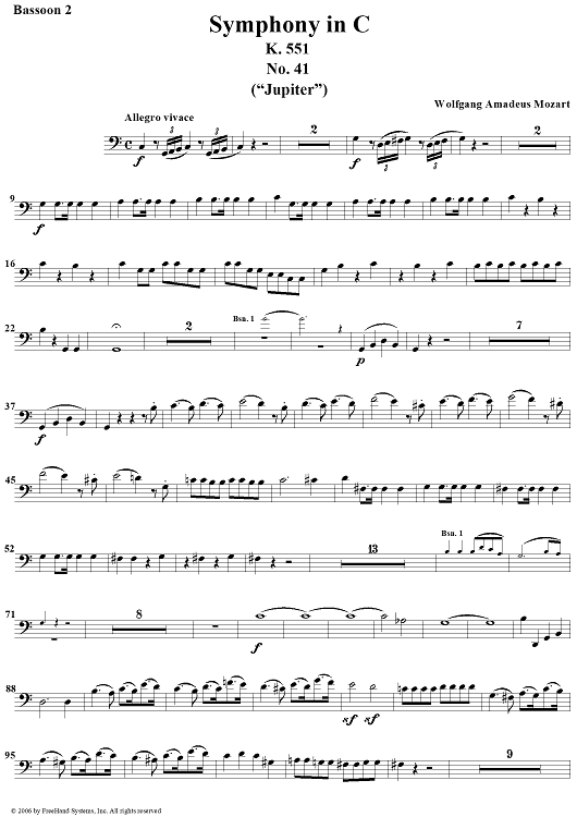 Symphony No. 41 in C Major K551 Jupiter Bassoon