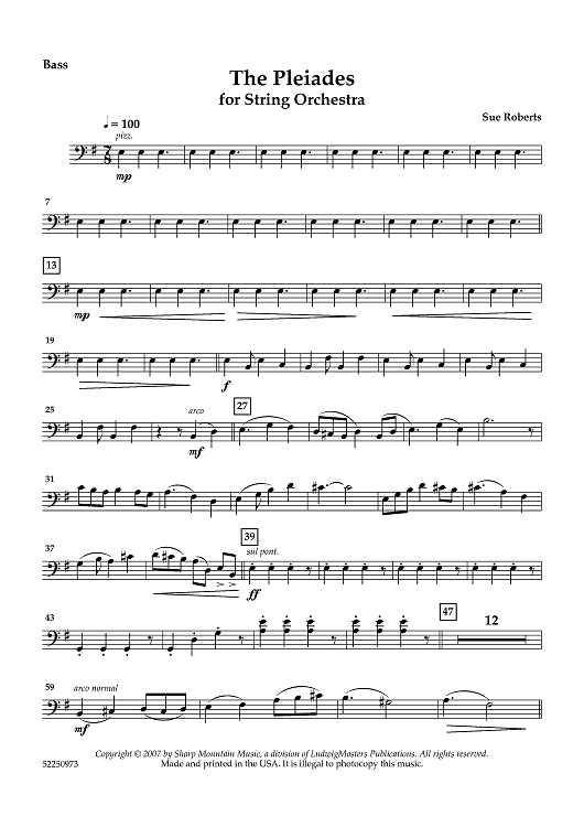 The Pleiades for String Orchestra - Double Bass