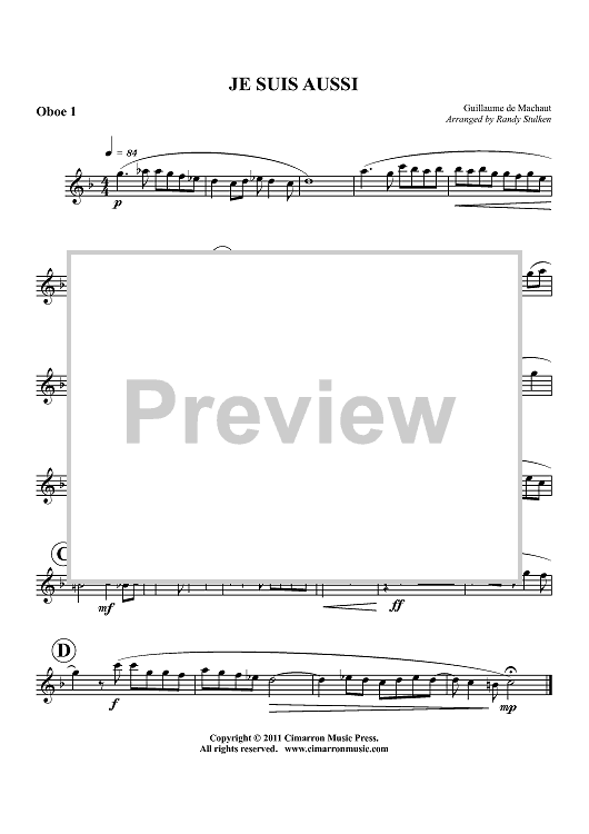 Je Suis Aussi - Oboe 1
