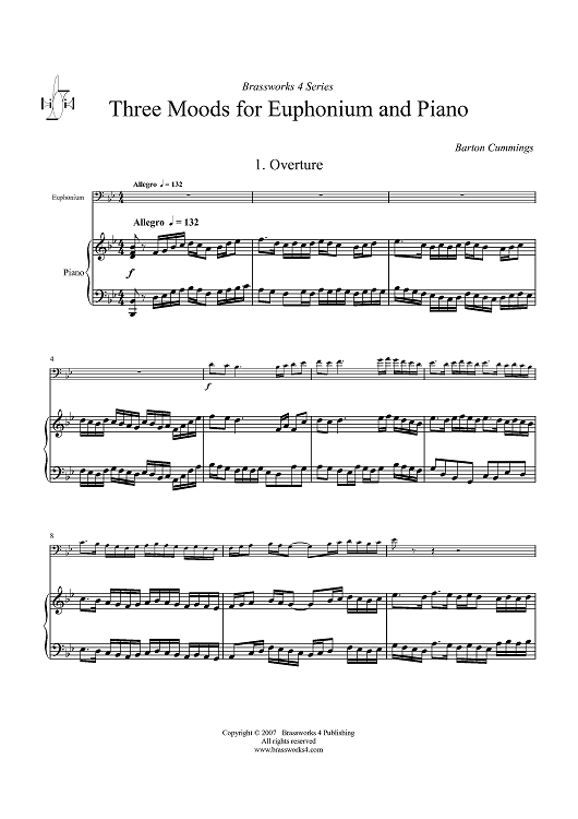 Three Moods for Euphonium and Piano - Piano Score