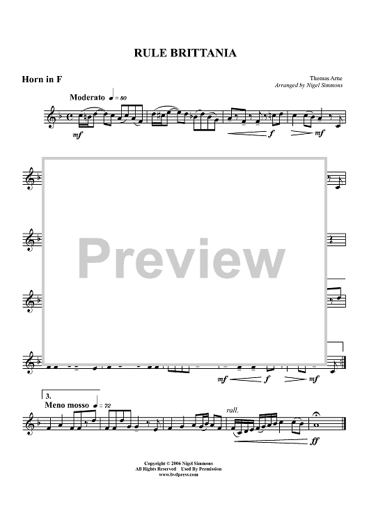 Rule Brittania - Horn in F