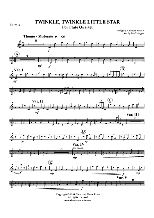 Twinkle, Twinkle Little Star - Flute 3