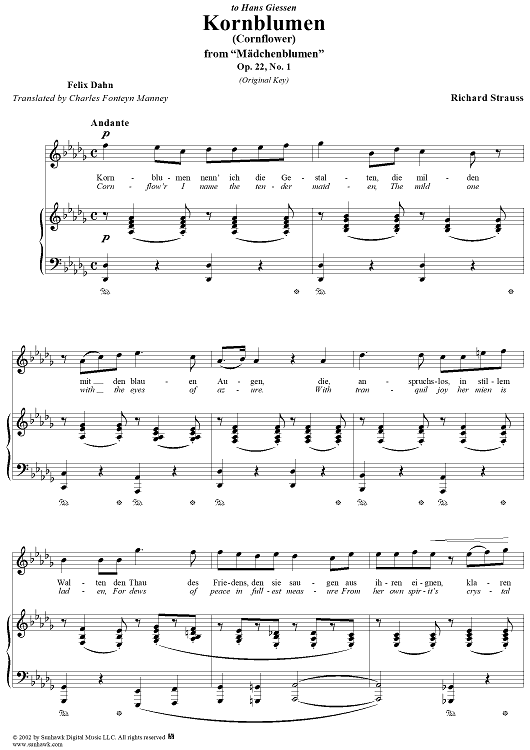 Mädchenblumen, Op. 22, No. 1: Kornblumen - No. 1 from "Mädchenblumen"  Op. 22