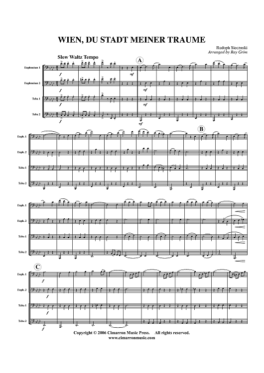 Wien, Du Stadt Meiner Traume - Score