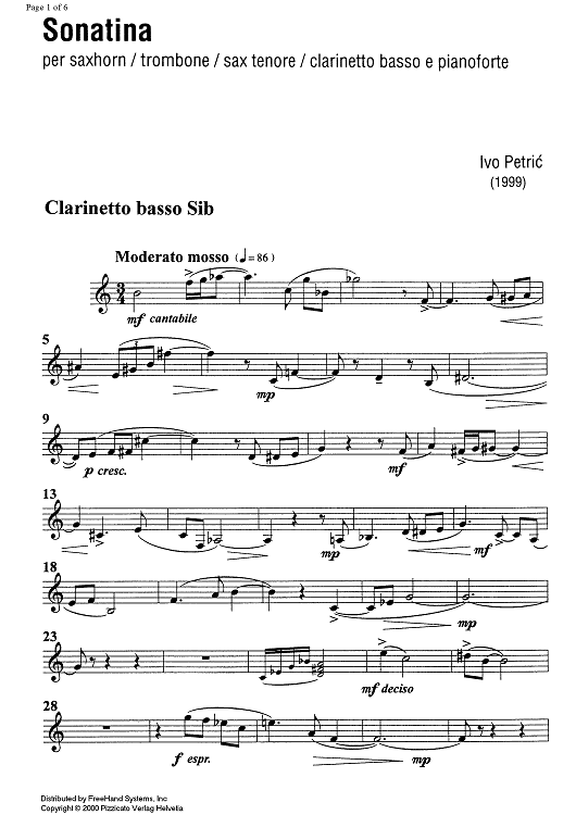 Sonatina - B-flat Bass Clarinet