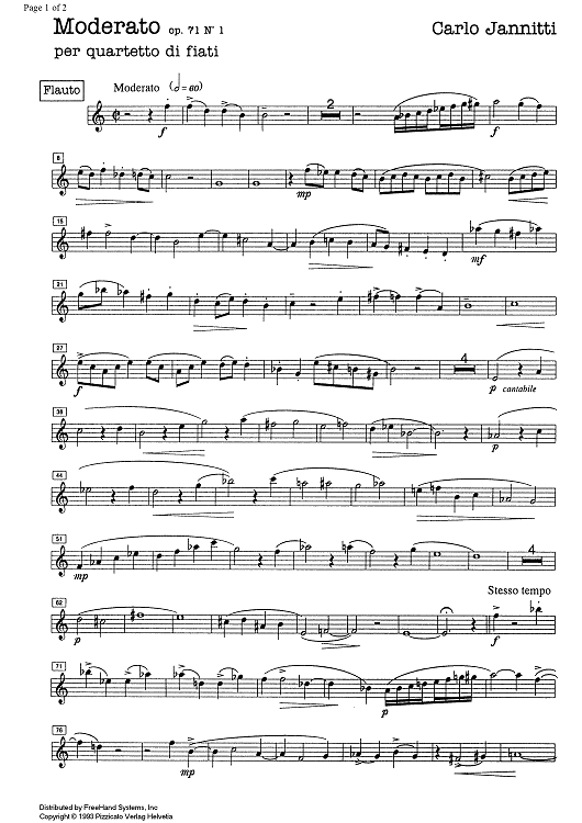 Moderato Op.71 No. 1 - Flute