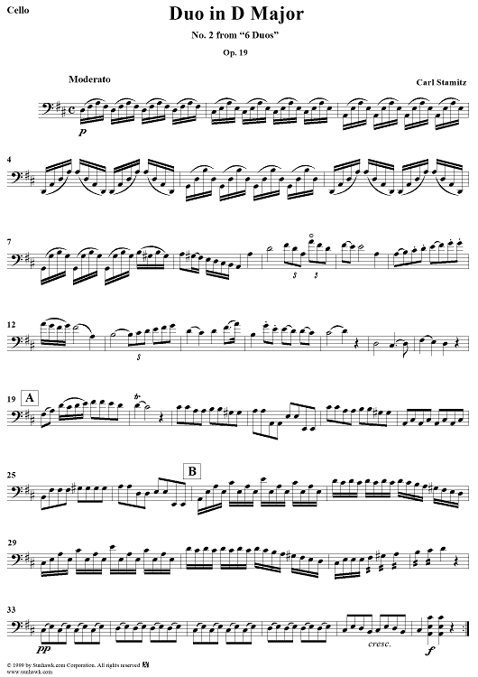 Duo No. 2 in D Major - Cello