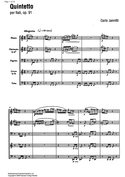 Quintetto Op.91 - Score