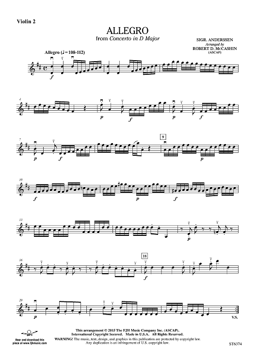 Allegro from Concerto in D Major - Violin 2