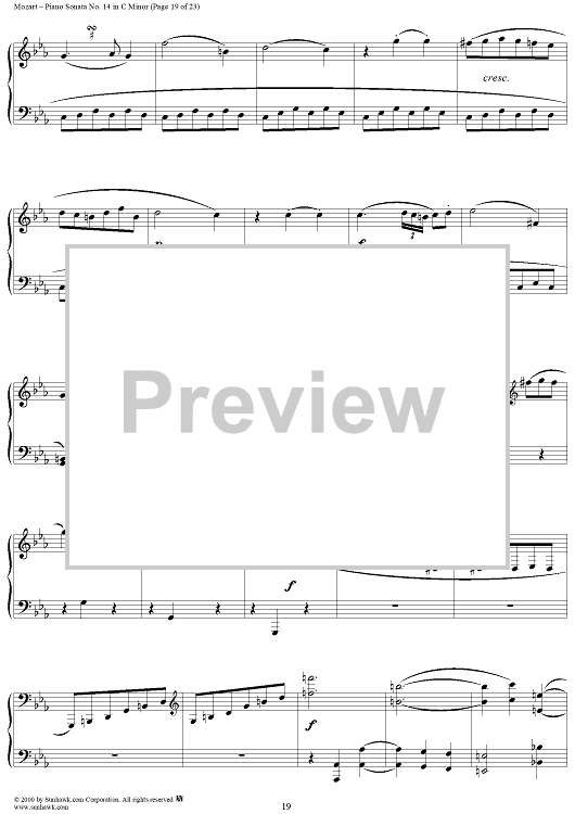 Piano Sonata no. 14 in C minor, K457" Sheet Music for Piano Solo ...