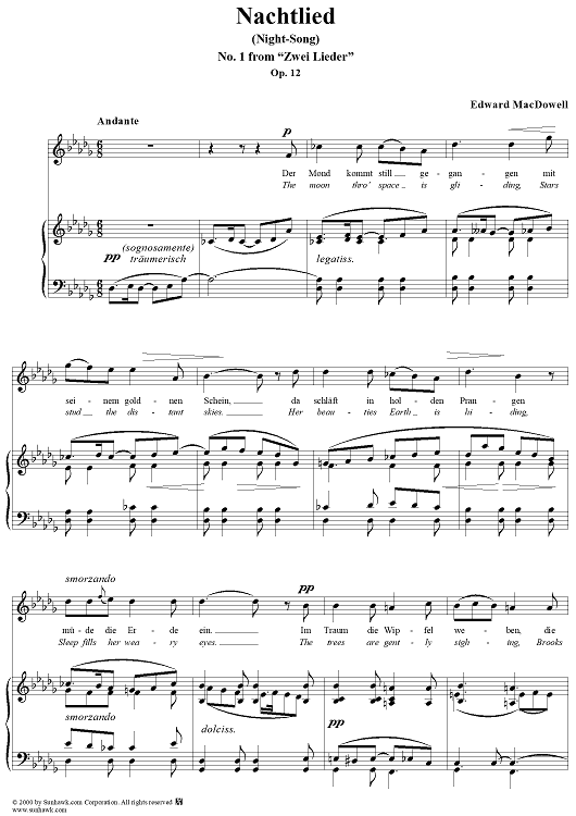 Nachtlied, No. 1 from "Zwei Lieder", Op. 12