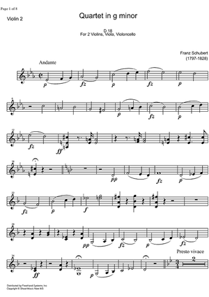 String Quartet No. 1 g minor D18 - Violin 2
