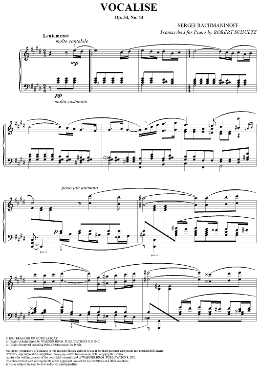 Vocalise, in C-sharp Minor, No. 14 from "14 Songs" (Op. 34, No. 14)