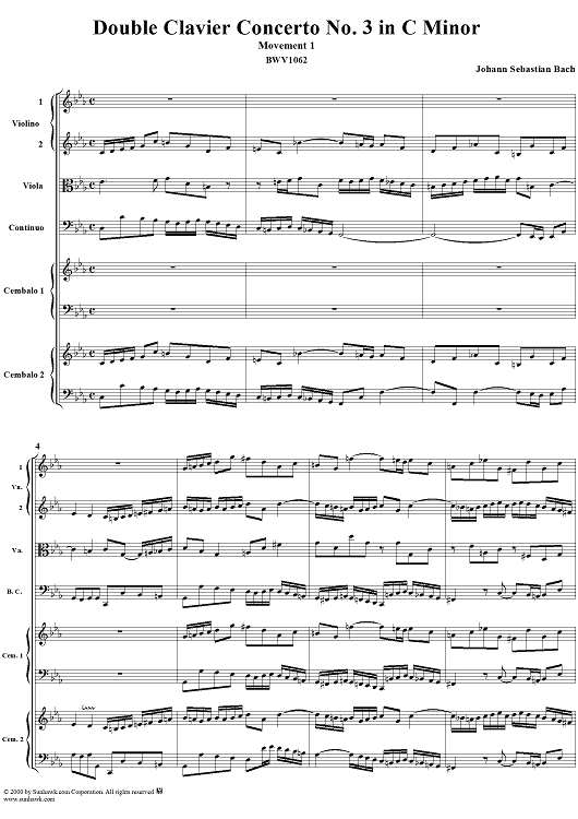 Double Clavier Concerto No. 3 in C Minor, Movement 1   (BWV 1062) - Score