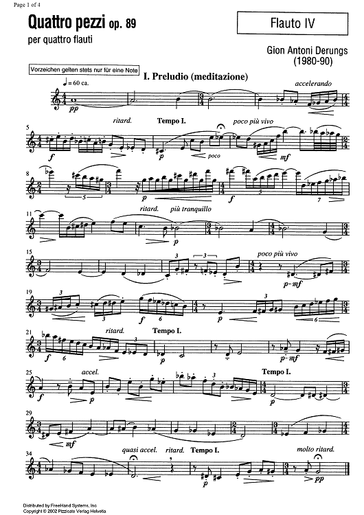Quattro pezzi (Four Pieces) Op.89 - Flute 4