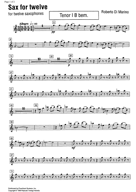 Sax for twelve - B-flat Tenor Saxophone 1