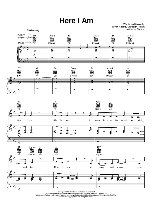 Here I Am" Sheet Music by Bryan Adams for Piano/Vocal/Chords ... Image Adam Peters image beautiful image beautiful image beautiful - Here I Am" Sheet Music by Bryan Adams for Piano/Vocal/Chords ...
