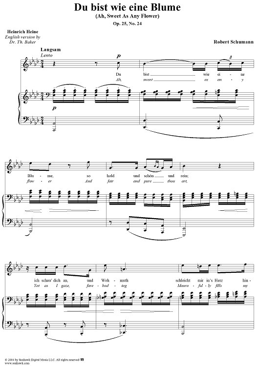 "Du bist wie eine Blume", from cycle "Myrthen", Op. 25, No. 24