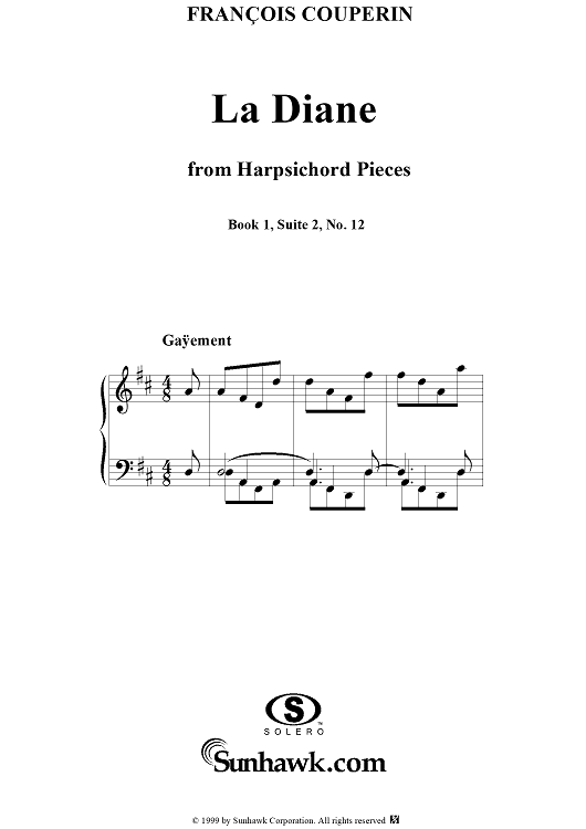 Harpsichord Pieces, Book 1, Suite 2, No.12:  La Diane