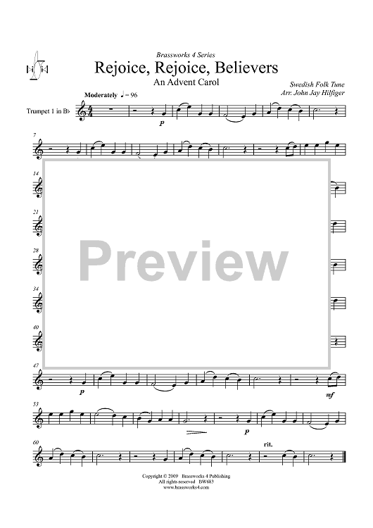 Rejoice, Rejoice, Believers - Trumpet 1 in B-flat