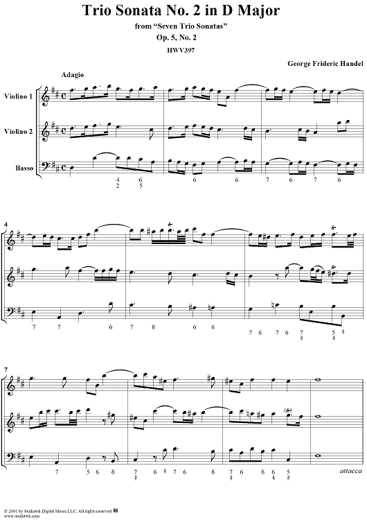Trio Sonata no. 2 in D major - op. 5/2  (HWV397)