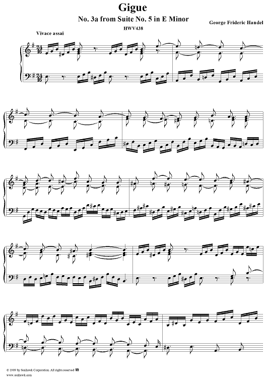 Suite no. 5 in E minor, HWV438, no. 3a:  Gigue